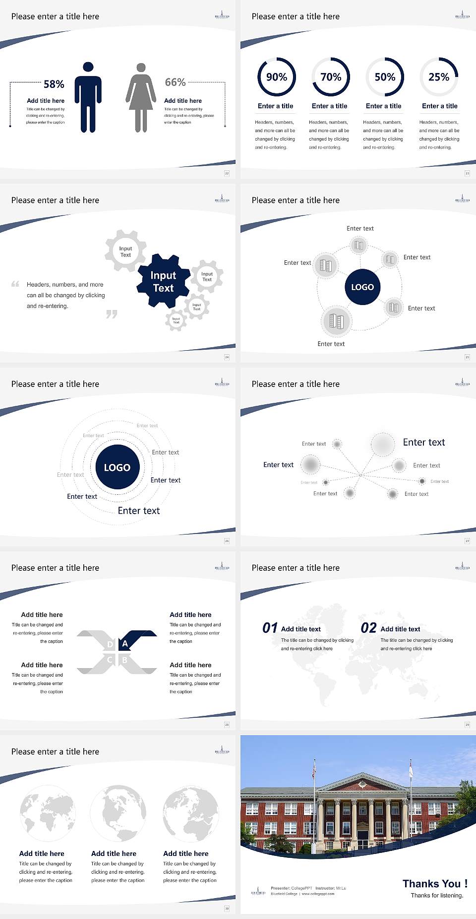 Bluefield College Course/Courseware Creation PPT Template4:3 ratio PPT effect preview image4