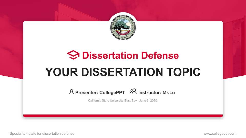 California State University-East Bay Graduation Thesis Defense PPT Template16:9 ratio PPT effect preview image