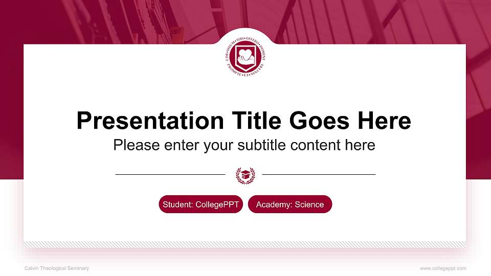 Calvin Theological Seminary National Scholarship Defense PPT Template16:9 ratio PPT effect preview image