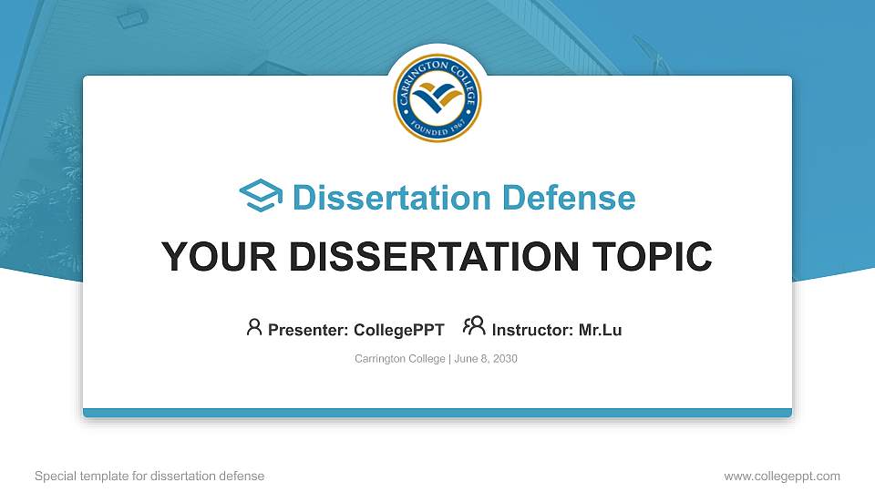 Carrington College Graduation Thesis Defense PPT Template16:9 ratio PPT effect preview image