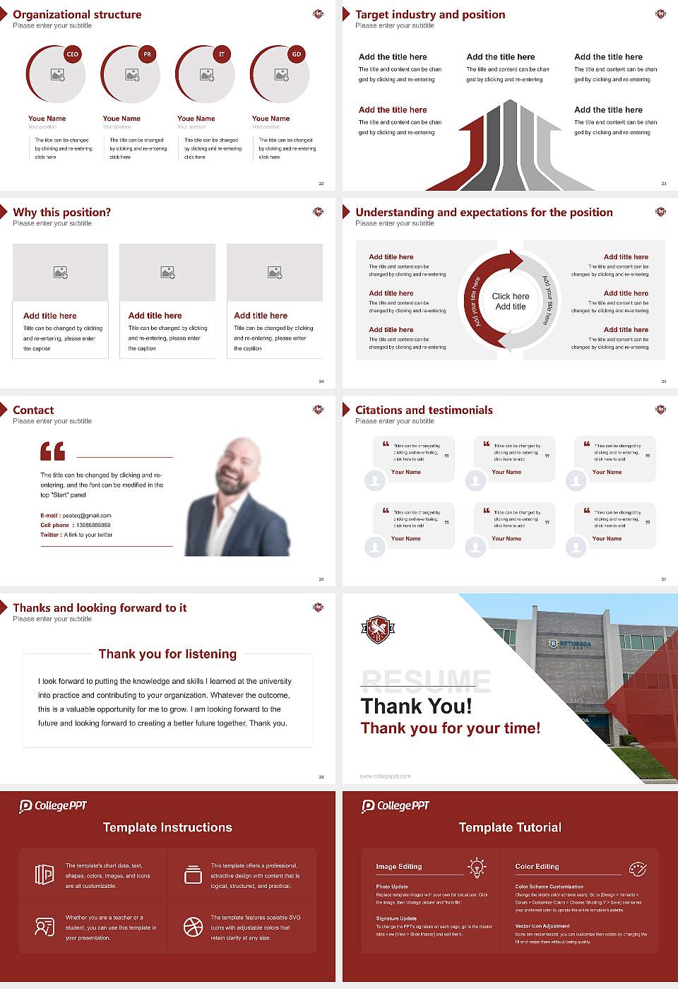 Bethesda University Resume PPT Template16:9 ratio PPT effect preview image4