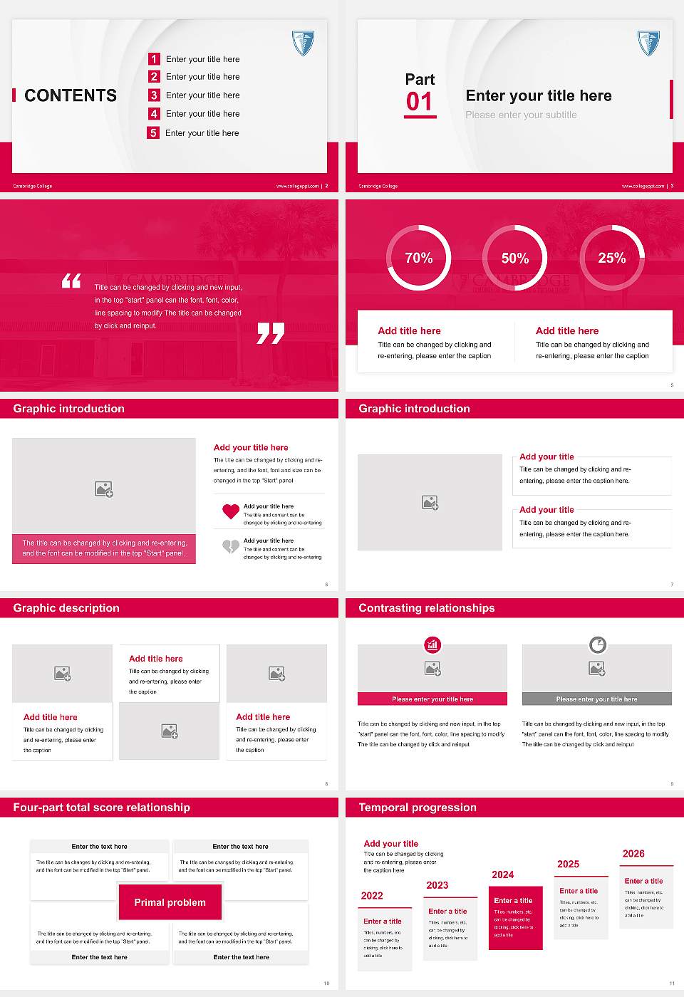 Cambridge College Thesis Proposal/Graduation Defense PPT Template16:9 ratio PPT effect preview image2