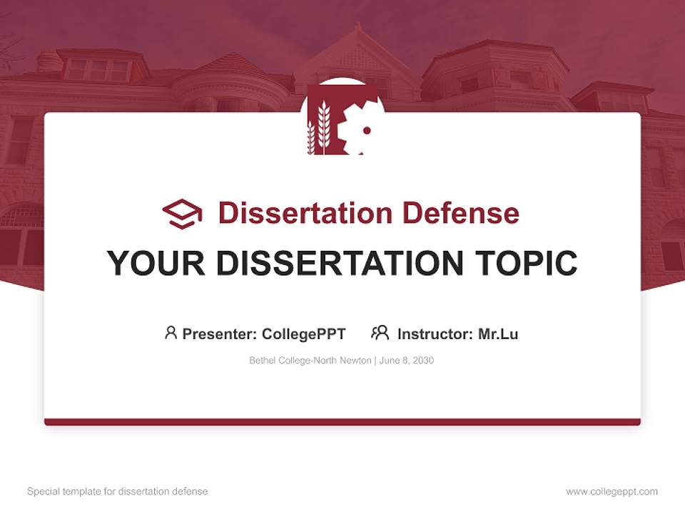 Bethel College-North Newton Graduation Thesis Defense PPT Template4:3 ratio PPT effect preview image7