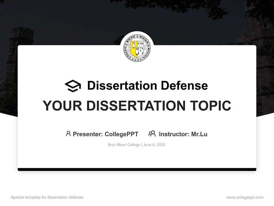 Bryn Mawr College Graduation Thesis Defense PPT Template4:3 ratio PPT effect preview image7