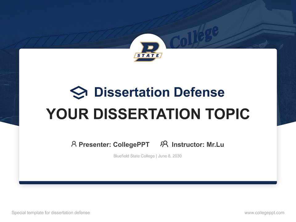 Bluefield State College Graduation Thesis Defense PPT Template4:3 ratio PPT effect preview image7