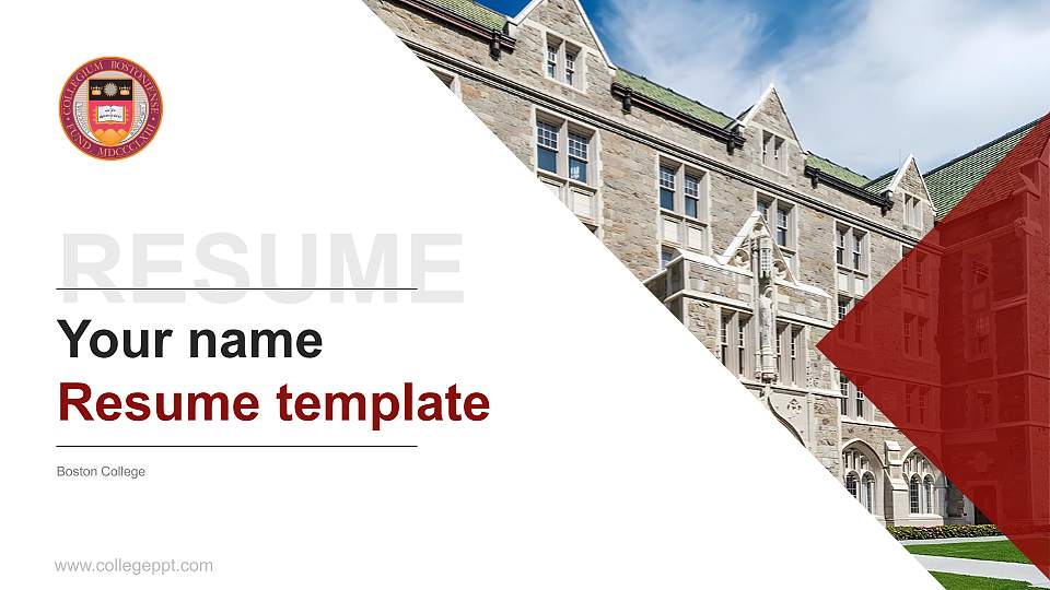 Boston College Resume PPT Template16:9 ratio PPT effect preview image