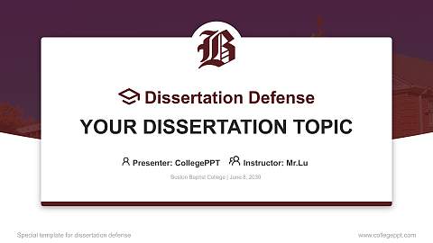 Boston Baptist College Graduation Thesis Defense PPT Template