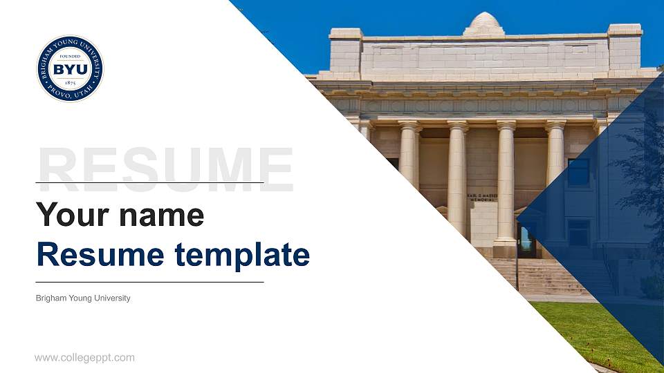Brigham Young University Resume PPT Template16:9 ratio PPT effect preview image