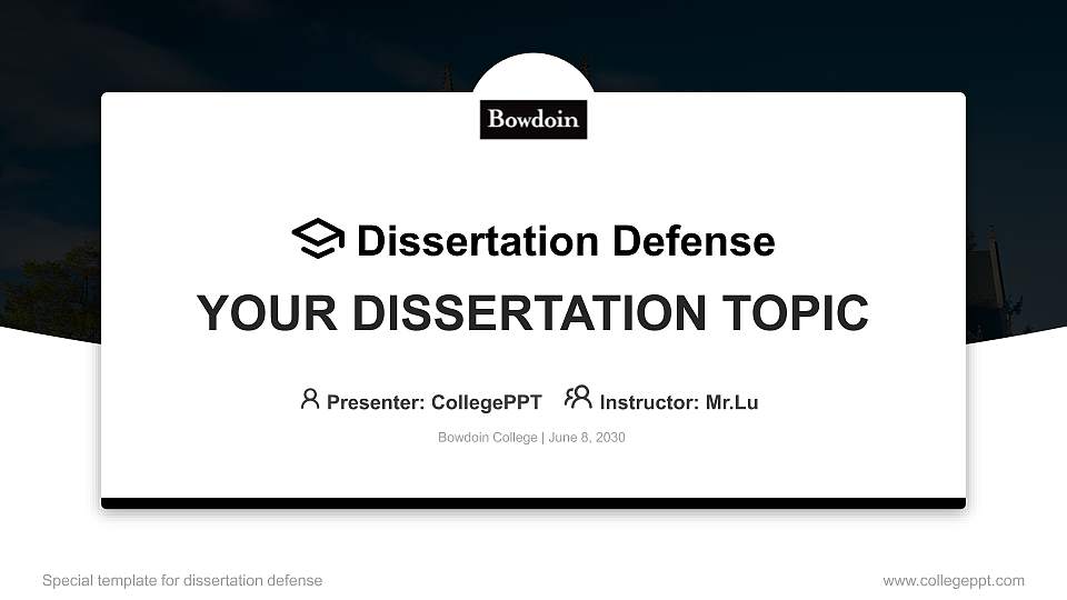 Bowdoin College Graduation Thesis Defense PPT Template16:9 ratio PPT effect preview image