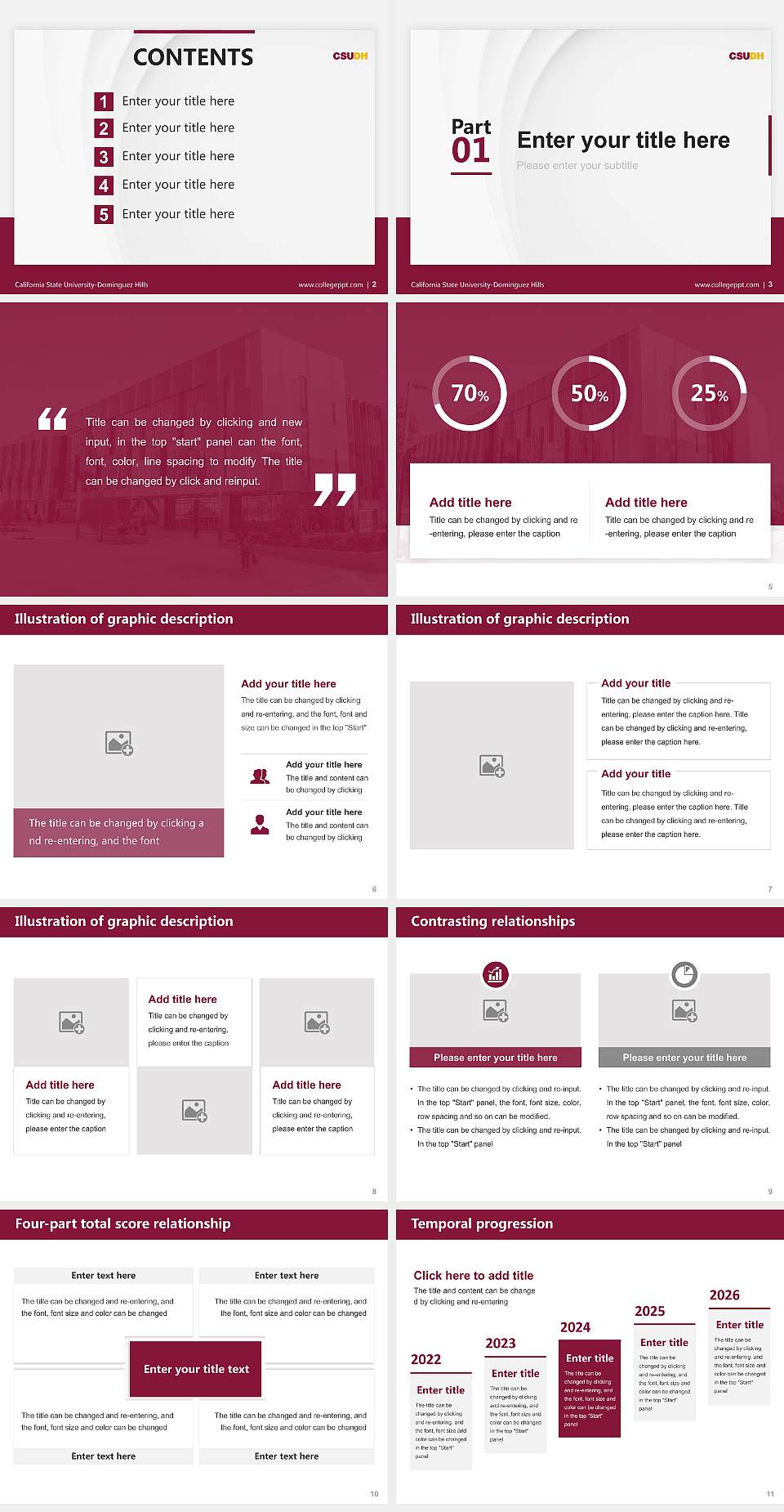California State University-Dominguez Hills Thesis Proposal/Graduation Defense PPT Template4:3 ratio PPT effect preview image2