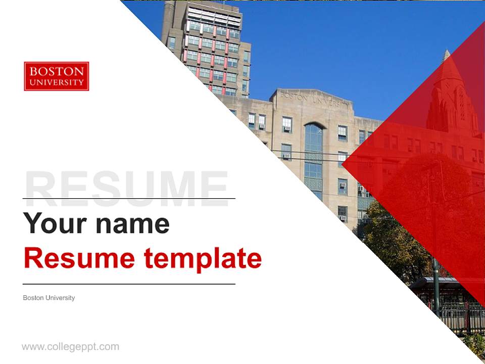 Boston University Resume PPT Template4:3 ratio PPT effect preview image5