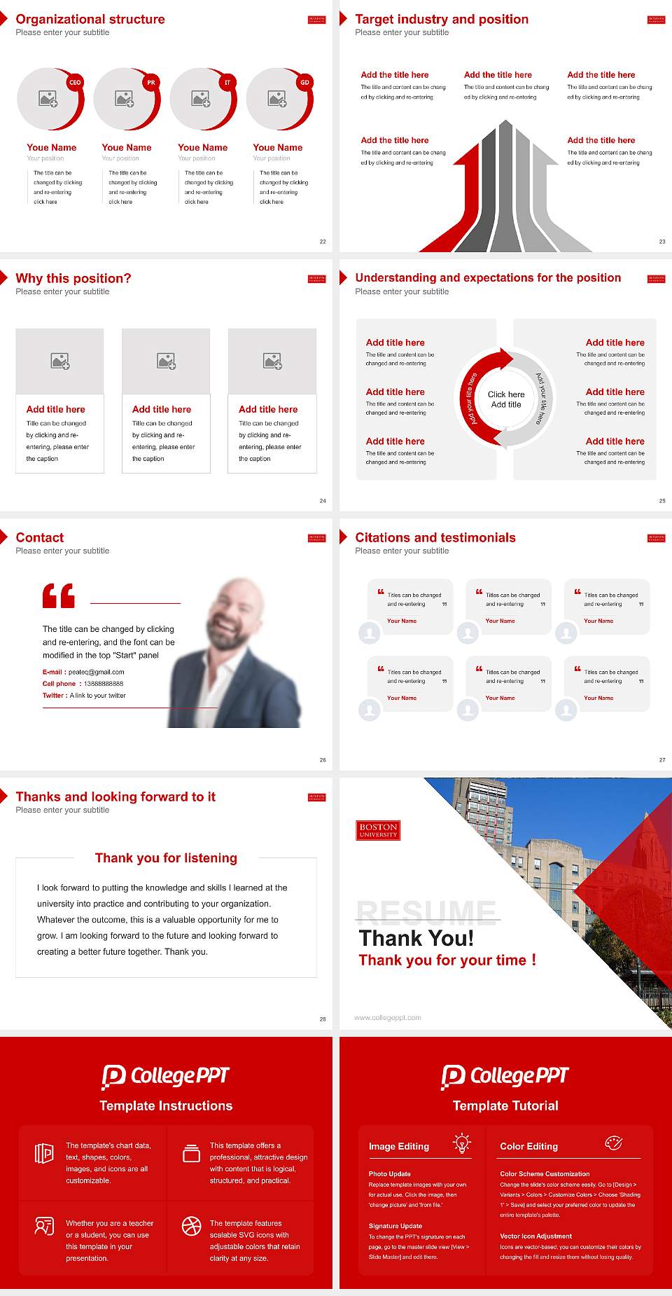 Boston University Resume PPT Template4:3 ratio PPT effect preview image4
