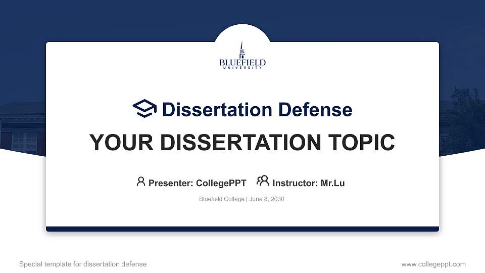 Bluefield College Graduation Thesis Defense PPT Template16:9 ratio PPT effect preview image