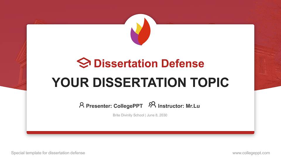 Brite Divinity School Graduation Thesis Defense PPT Template16:9 ratio PPT effect preview image