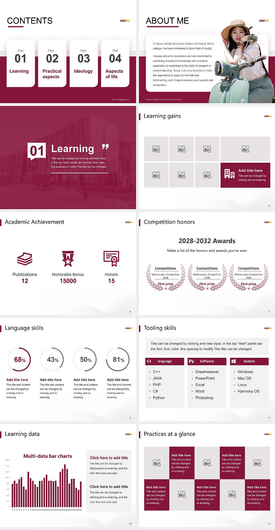 California State University-Dominguez Hills National Scholarship Defense PPT Template4:3 ratio PPT effect preview image2
