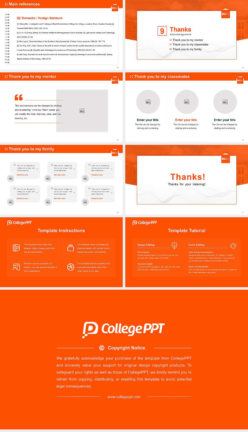Bowling Green State University-Main Campus Graduation Thesis Defense PPT Template16:9 ratio PPT effect preview image7