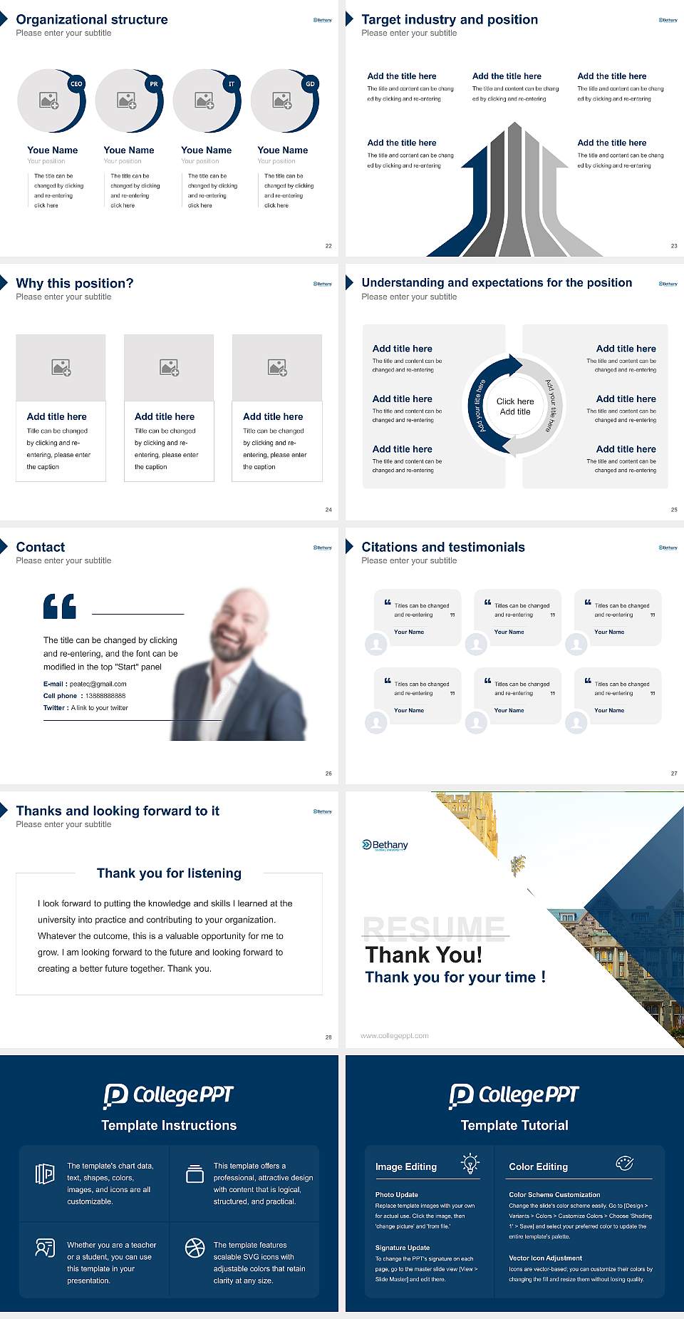 Bethany Global University Resume PPT Template4:3 ratio PPT effect preview image4