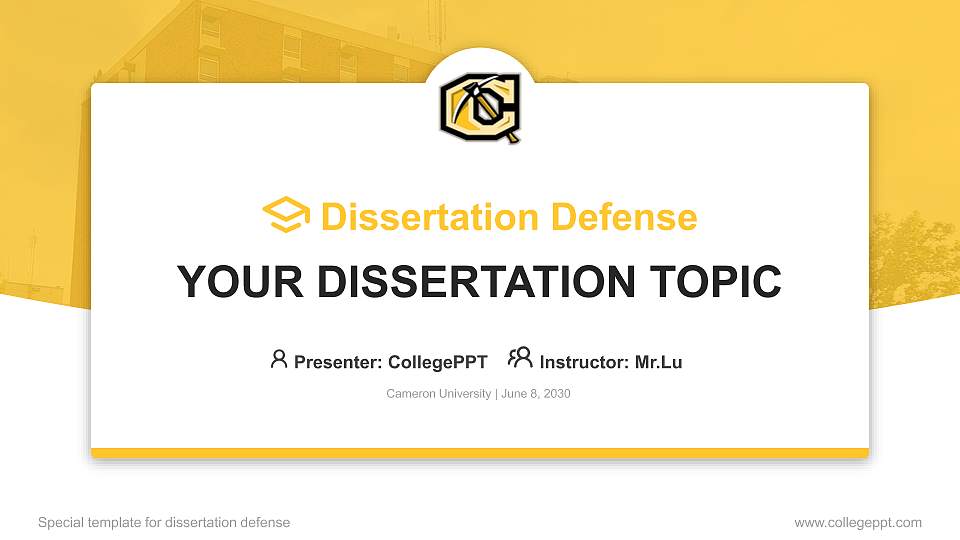 Cameron University Graduation Thesis Defense PPT Template16:9 ratio PPT effect preview image
