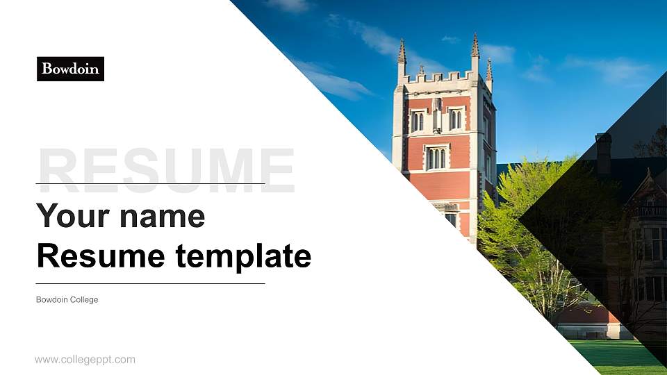 Bowdoin College Resume PPT Template16:9 ratio PPT effect preview image