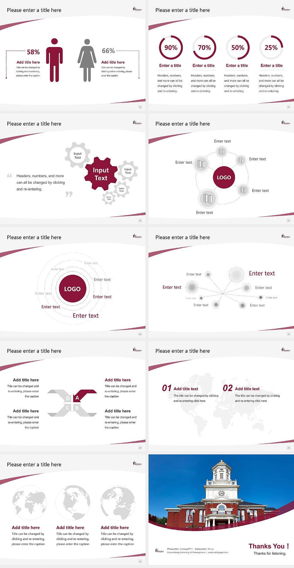 Bloomsburg University of Pennsylvania Course/Courseware Creation PPT Template4:3 ratio PPT effect preview image4