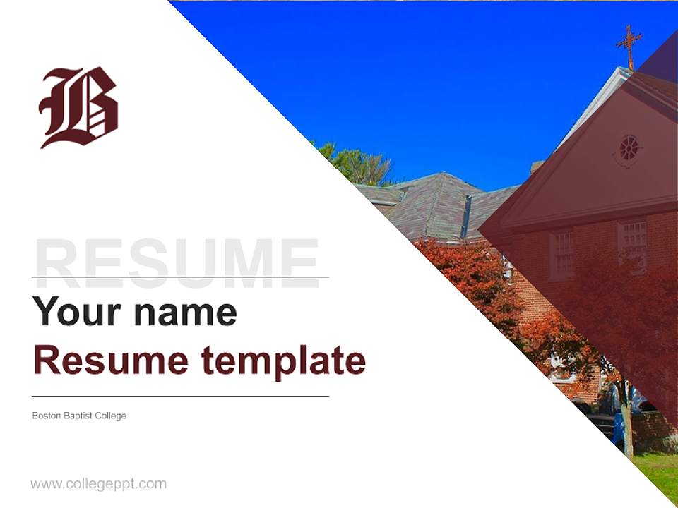Boston Baptist College Resume PPT Template4:3 ratio PPT effect preview image5