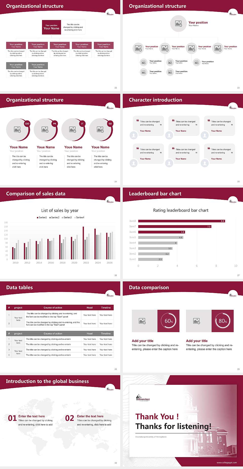 Bloomsburg University of Pennsylvania Academic Presentation/Research Findings Report PPT Template4:3 ratio PPT effect preview image4