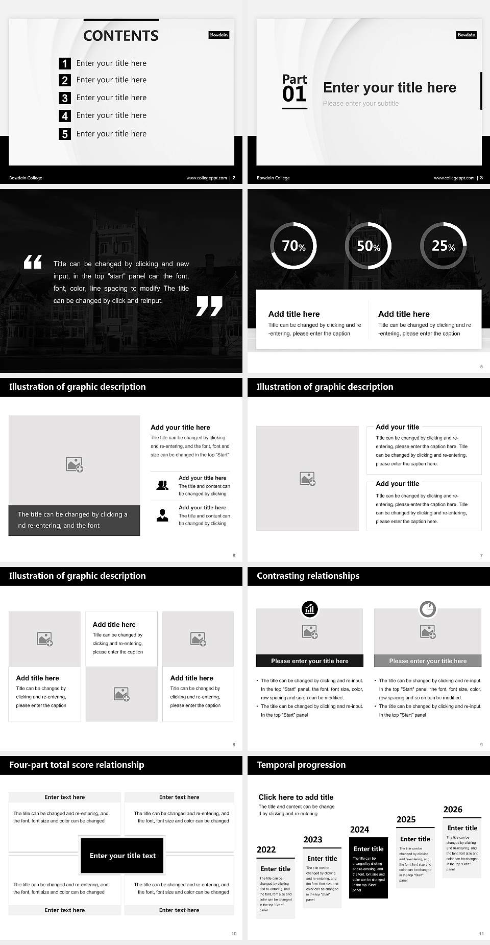 Bowdoin College Thesis Proposal/Graduation Defense PPT Template4:3 ratio PPT effect preview image2