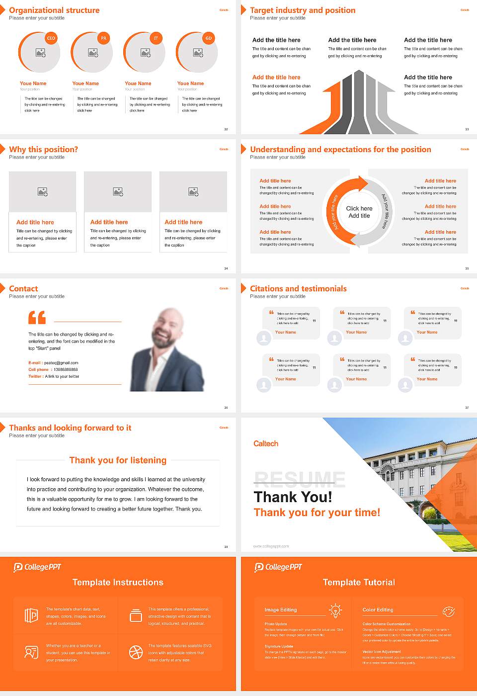 California Institute of Technology Resume PPT Template16:9 ratio PPT effect preview image4