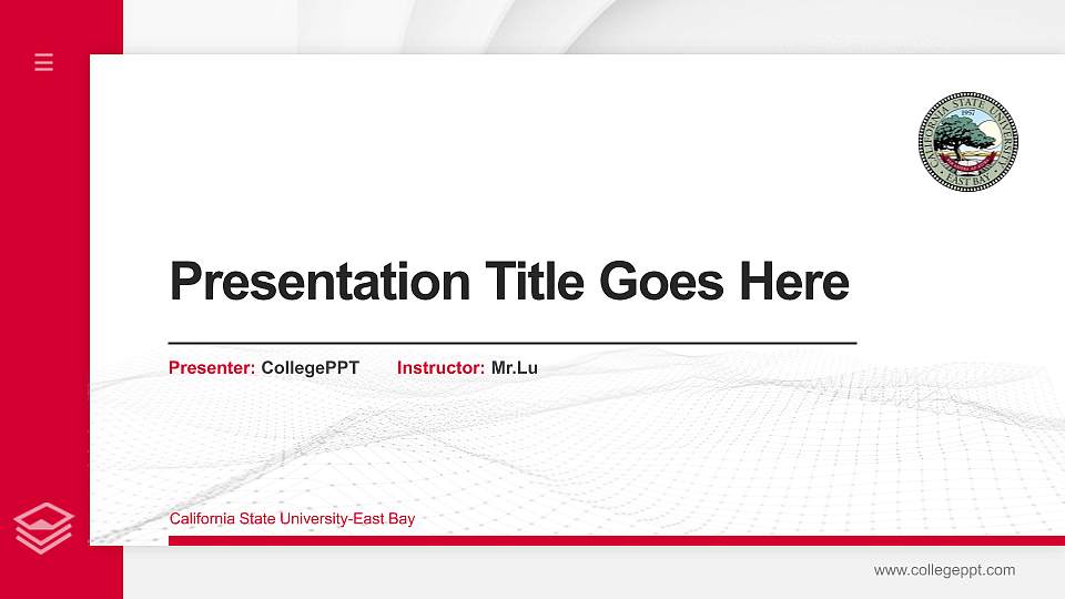 California State University-East Bay Thesis Proposal/Graduation Defense PPT Template16:9 ratio PPT effect preview image
