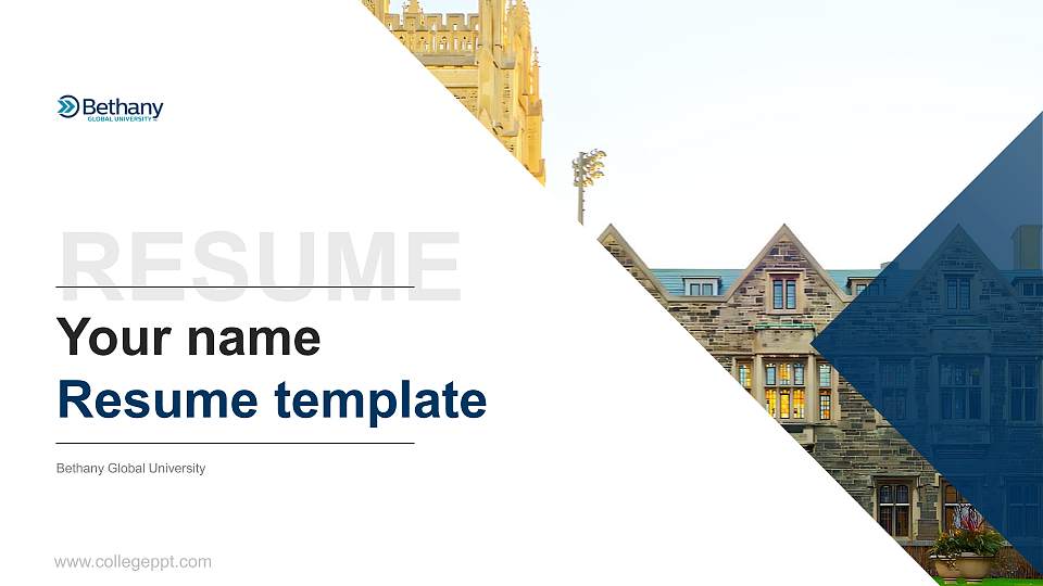 Bethany Global University Resume PPT Template16:9 ratio PPT effect preview image