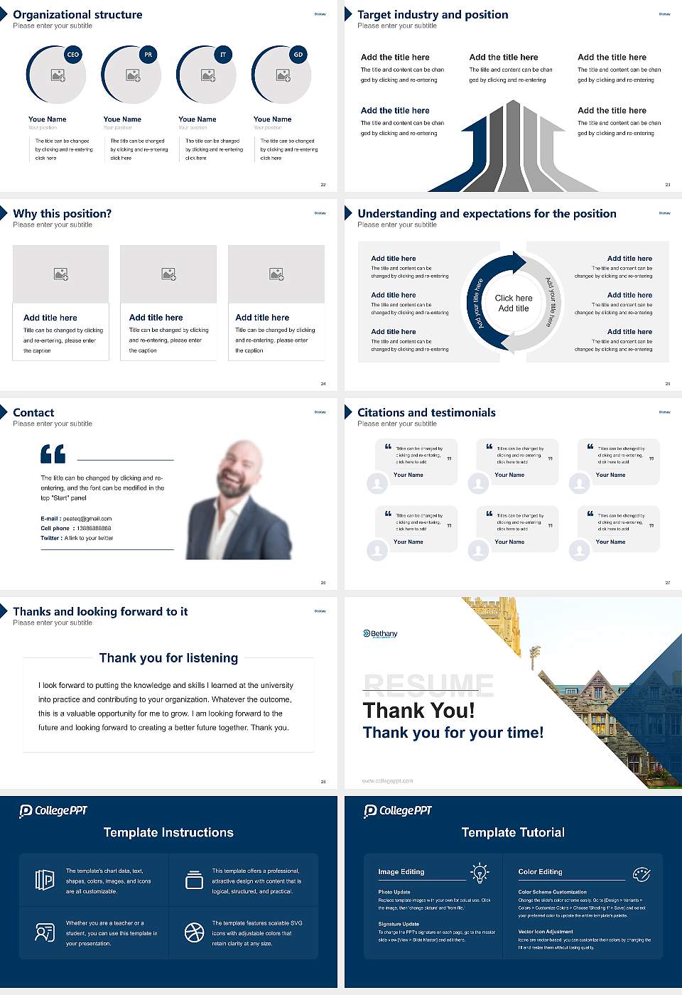 Bethany Global University Resume PPT Template16:9 ratio PPT effect preview image4