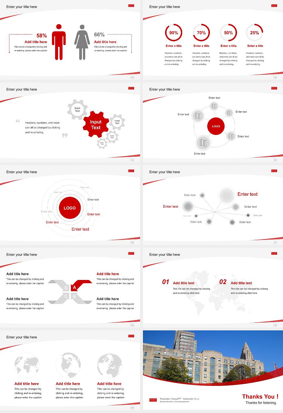 Boston University Course/Courseware Creation PPT Template16:9 ratio PPT effect preview image4
