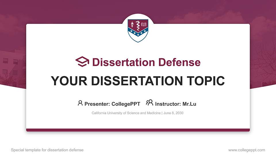 California University of Science and Medicine Graduation Thesis Defense PPT Template16:9 ratio PPT effect preview image