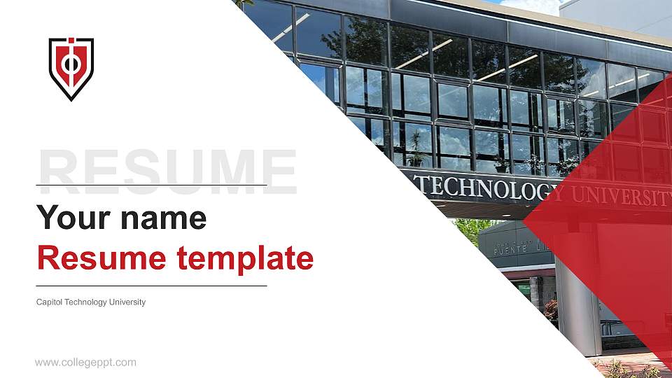 Capitol Technology University Resume PPT Template16:9 ratio PPT effect preview image