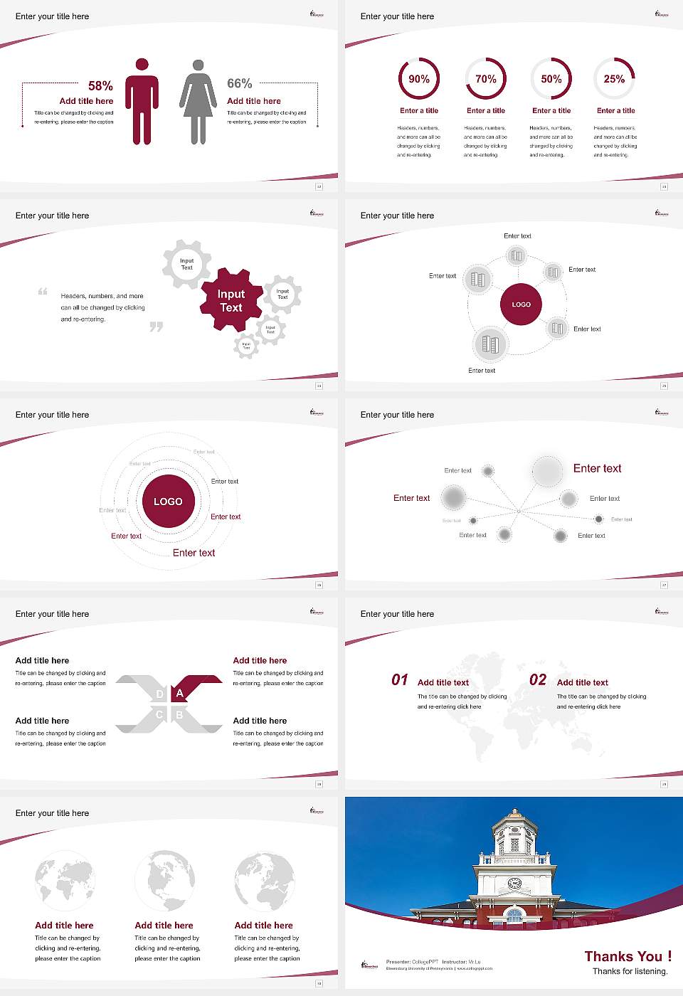 Bloomsburg University of Pennsylvania Course/Courseware Creation PPT Template16:9 ratio PPT effect preview image4