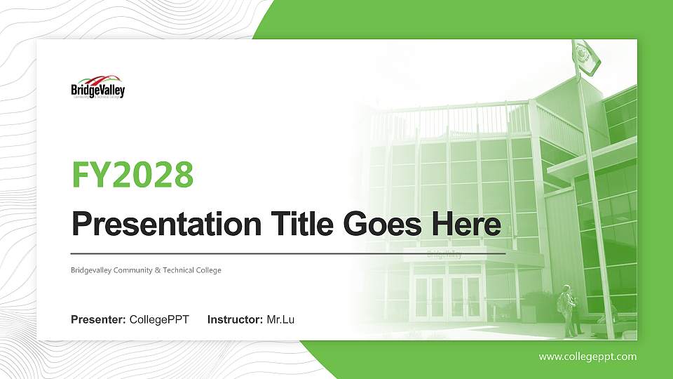 Bridgevalley Community & Technical College Academic Presentation/Research Findings Report PPT Template16:9 ratio PPT effect preview image