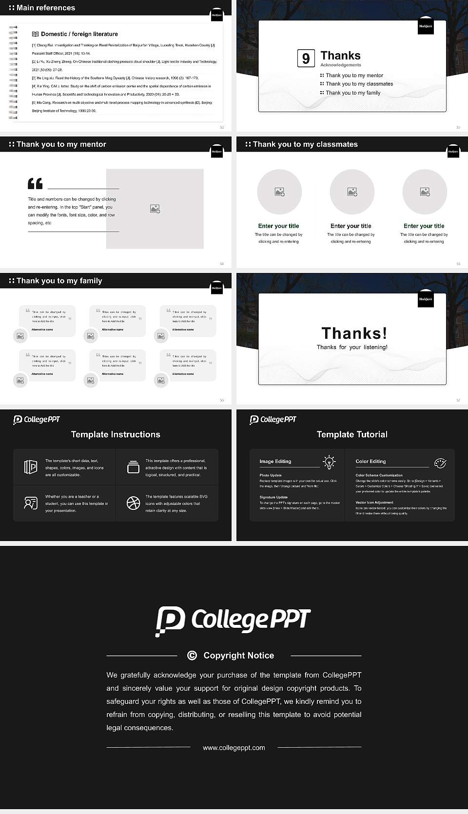 Blackburn College Graduation Thesis Defense PPT Template16:9 ratio PPT effect preview image7