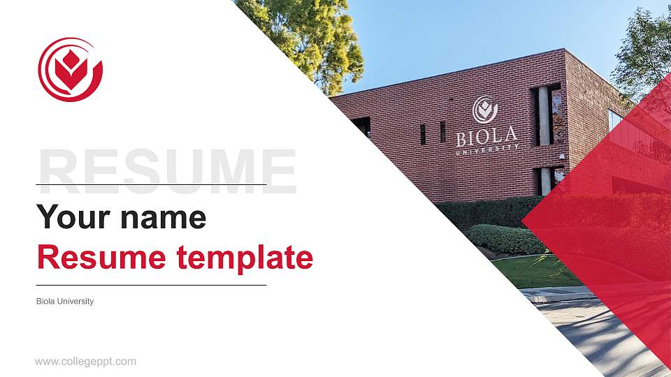 Biola University Resume PPT Template16:9 ratio PPT effect preview image