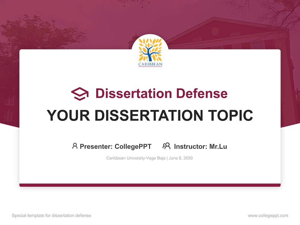 Caribbean University-Vega Baja Graduation Thesis Defense PPT Template4:3 ratio PPT effect preview image7