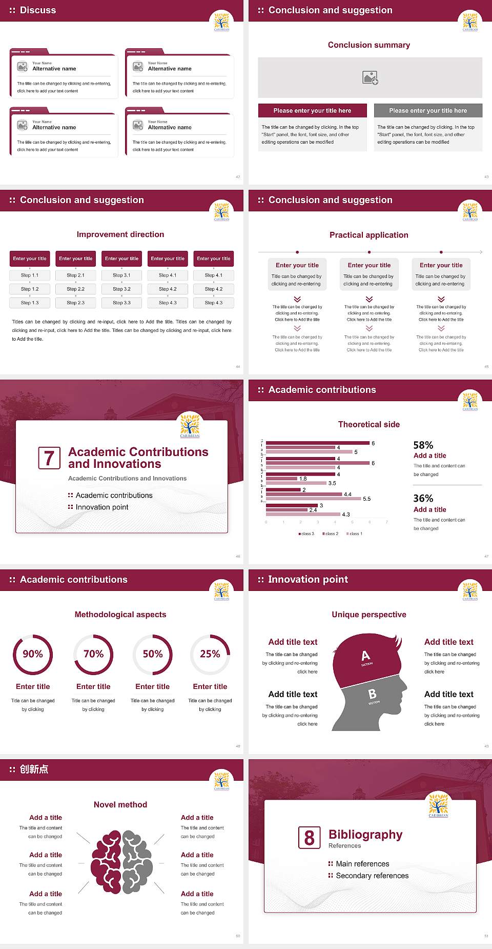 Caribbean University-Vega Baja Graduation Thesis Defense PPT Template4:3 ratio PPT effect preview image6