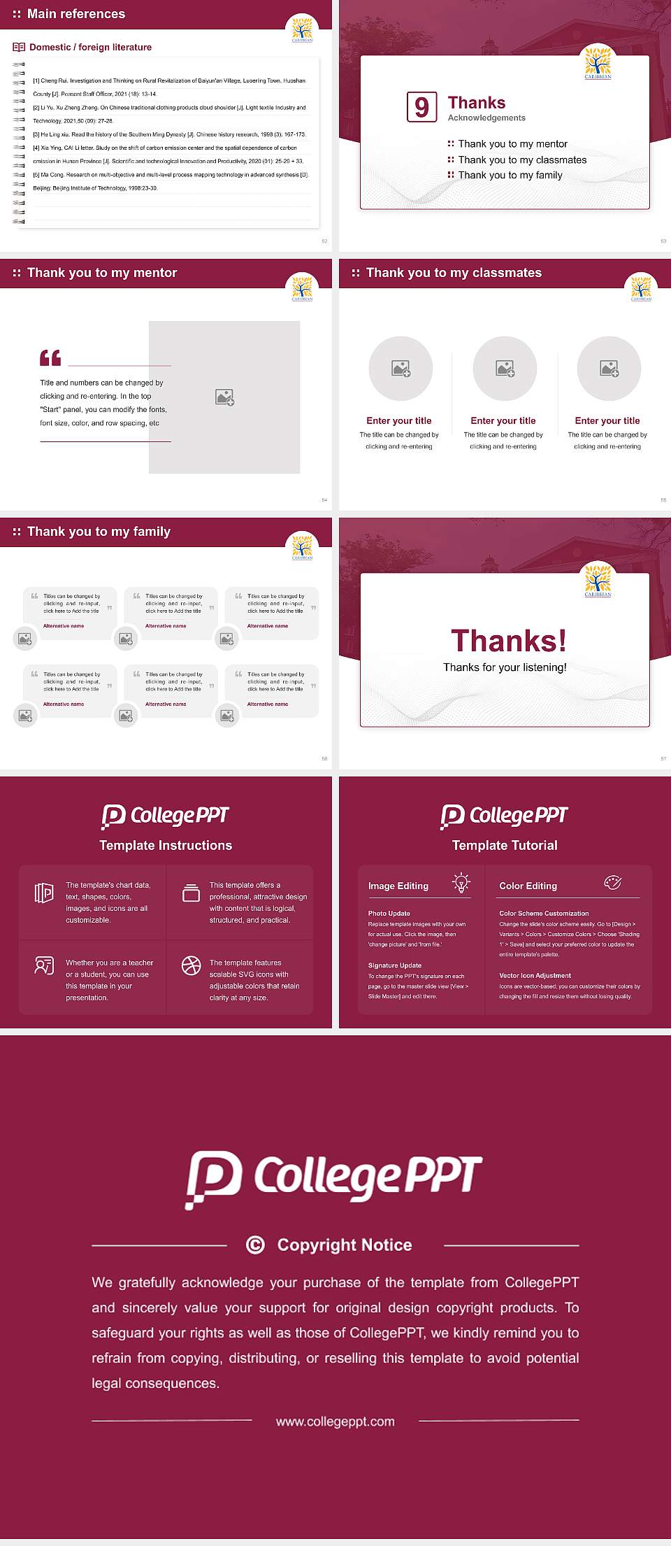 Caribbean University-Vega Baja Graduation Thesis Defense PPT Template4:3 ratio PPT effect preview image7