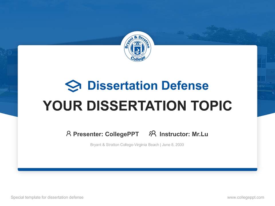Bryant & Stratton College-Virginia Beach Graduation Thesis Defense PPT Template4:3 ratio PPT effect preview image7