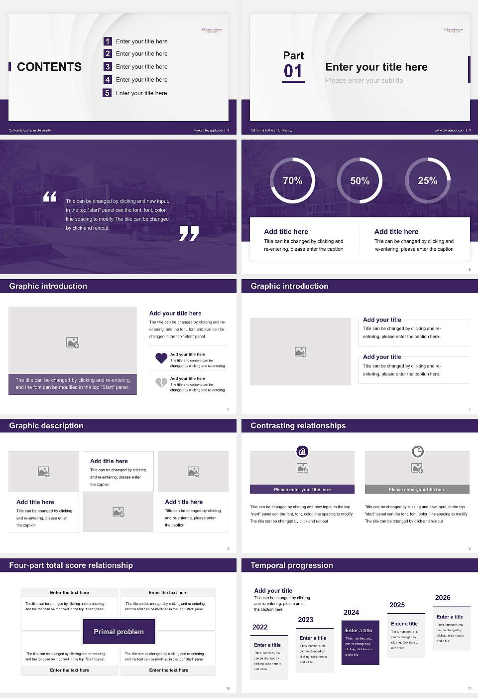 California Lutheran University Thesis Proposal/Graduation Defense PPT Template16:9 ratio PPT effect preview image2