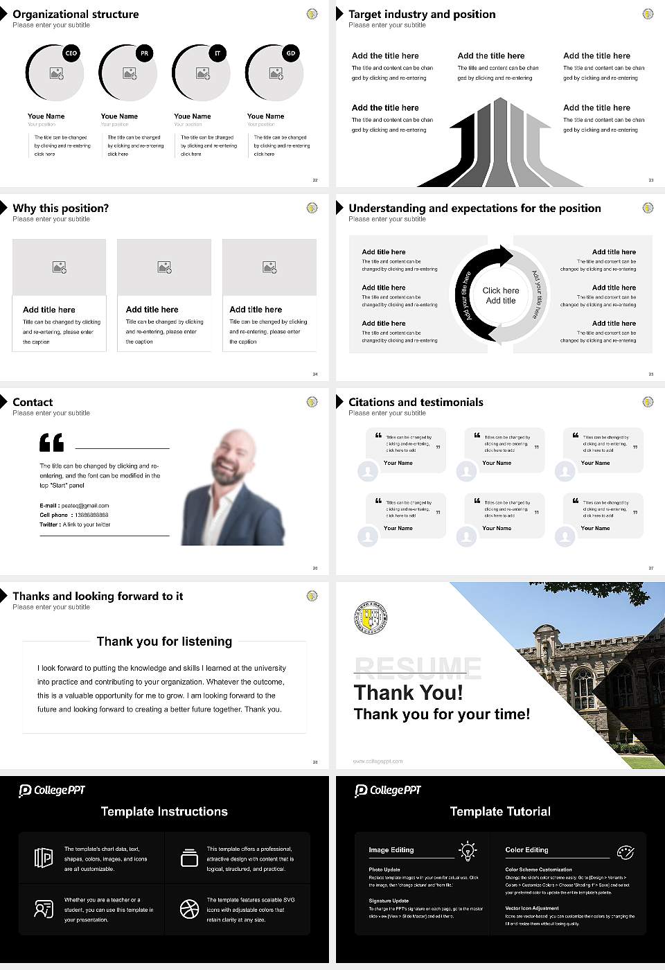 Bryn Mawr College Resume PPT Template16:9 ratio PPT effect preview image4