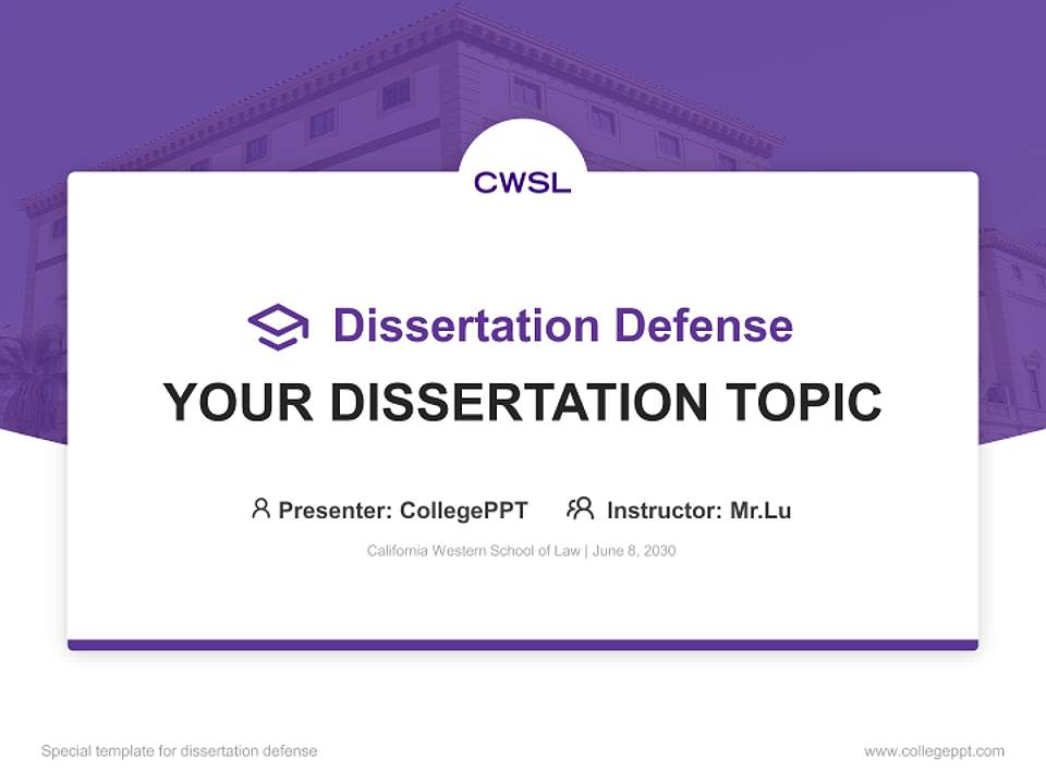 California Western School of Law Graduation Thesis Defense PPT Template4:3 ratio PPT effect preview image7