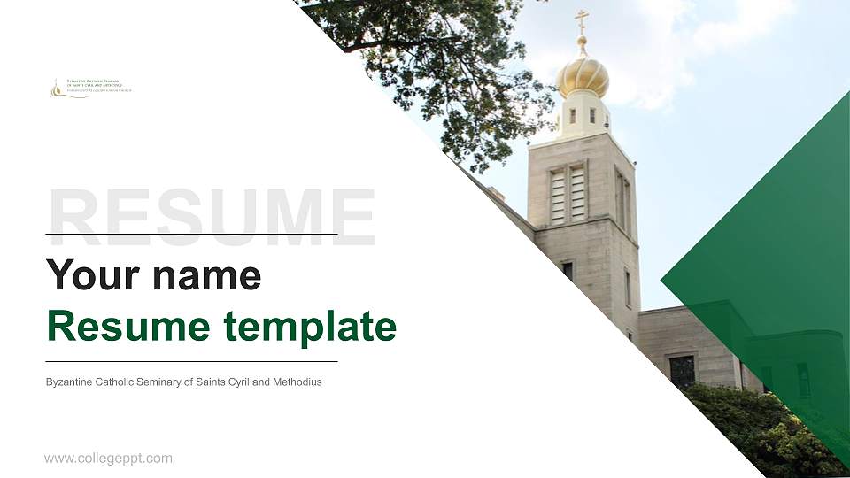 Byzantine Catholic Seminary of Saints Cyril and Methodius Resume PPT Template16:9 ratio PPT effect preview image