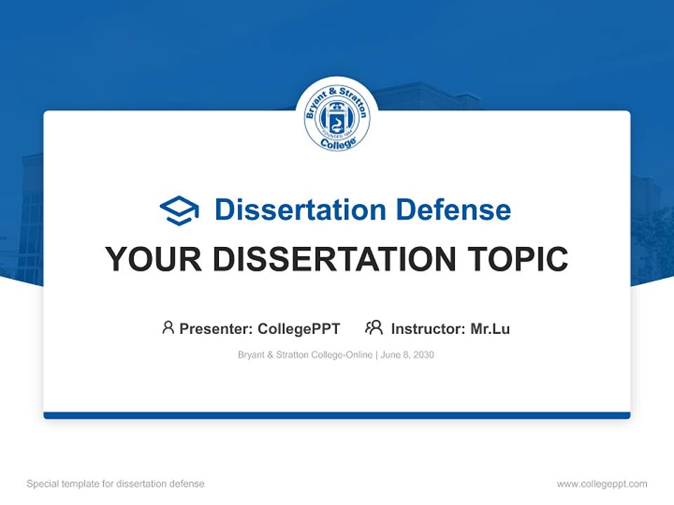 Bryant & Stratton College-Online Graduation Thesis Defense PPT Template4:3 ratio PPT effect preview image7