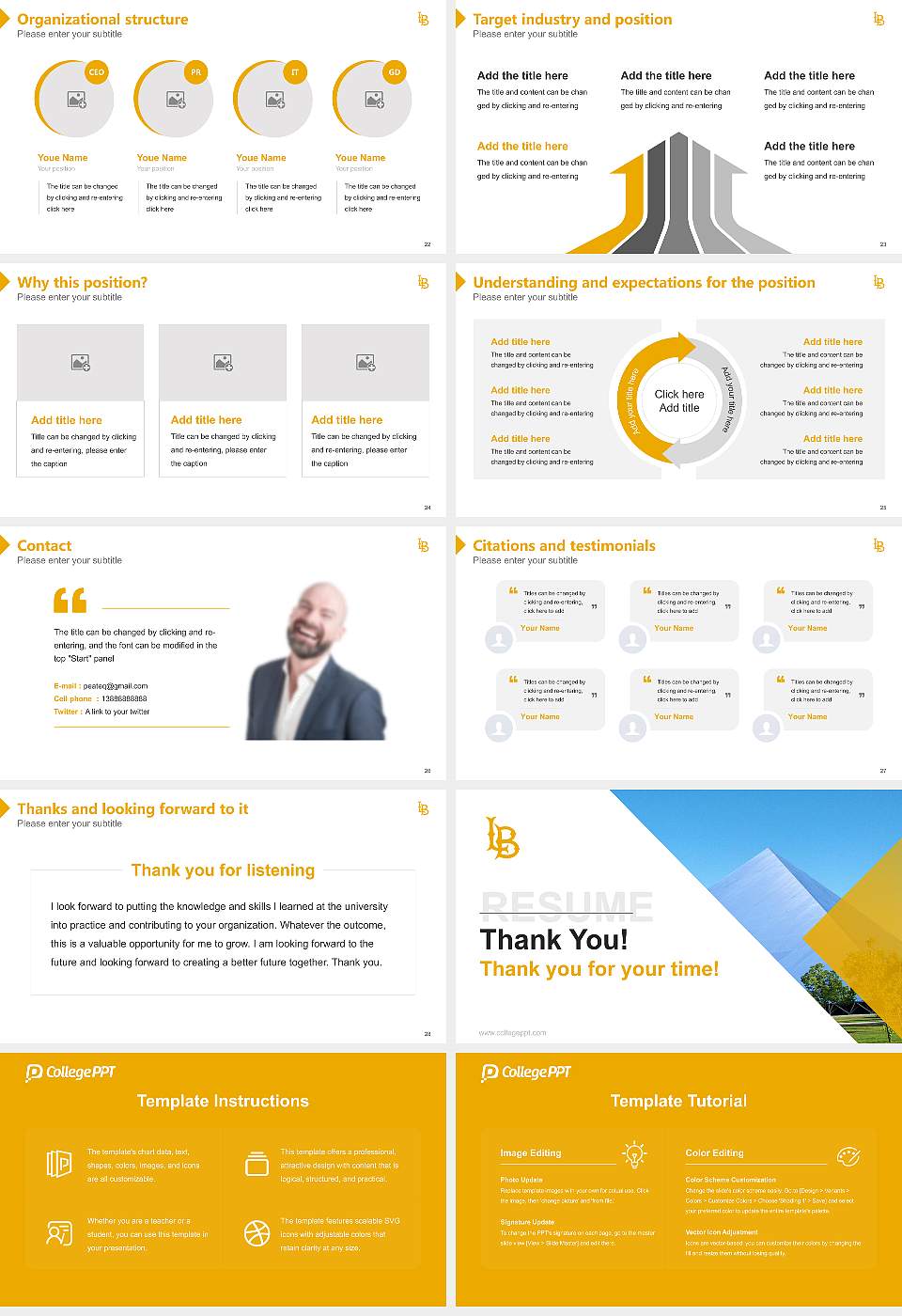 California State University-Long Beach Resume PPT Template16:9 ratio PPT effect preview image4