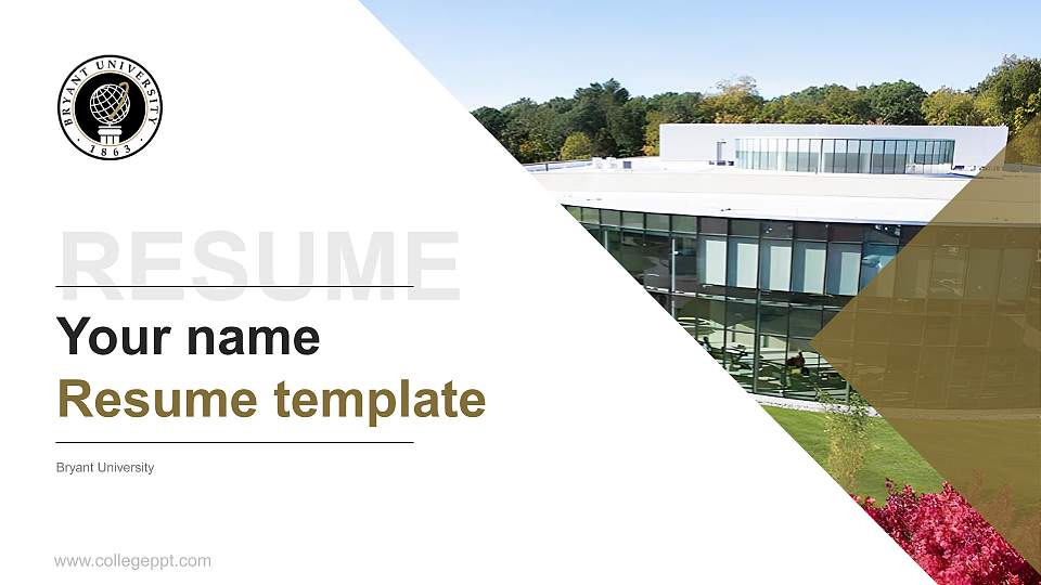 Bryant University Resume PPT Template16:9 ratio PPT effect preview image