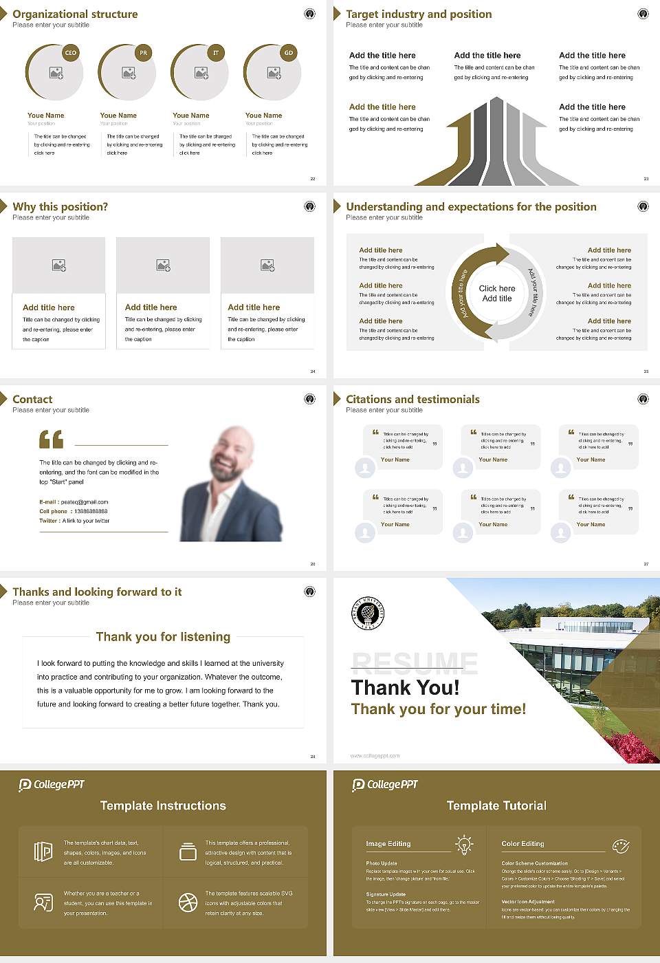 Bryant University Resume PPT Template16:9 ratio PPT effect preview image4